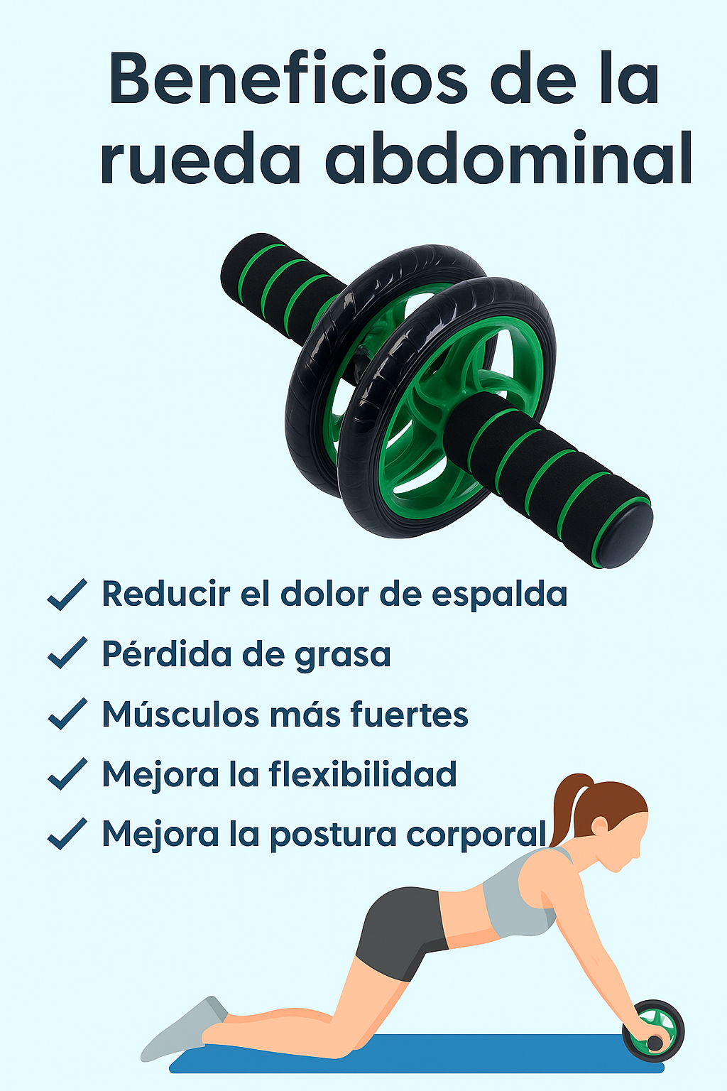 Rueda muscular Abdominal de doble rueda,